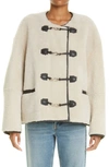 Totême Teddy Shearling Clasp Jacket In Neutrals
