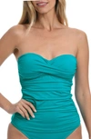 La Blanca Island Goddess Twist Bandeau Bikini Top In Turquoise