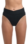 La Blanca La Blnca Island Goddess Crossover High Waist Bikini Bottoms In Black