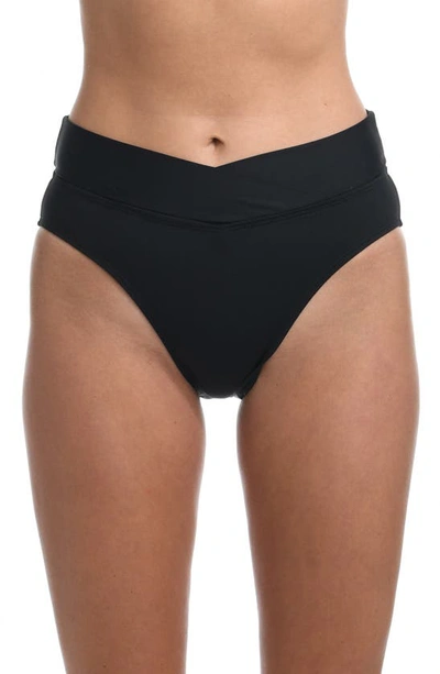 La Blanca La Blnca Island Goddess Crossover High Waist Bikini Bottoms In Black