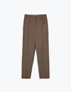 A LINE COFFEE PLEAT DETAIL STRAIGH-LEG TROUSERS