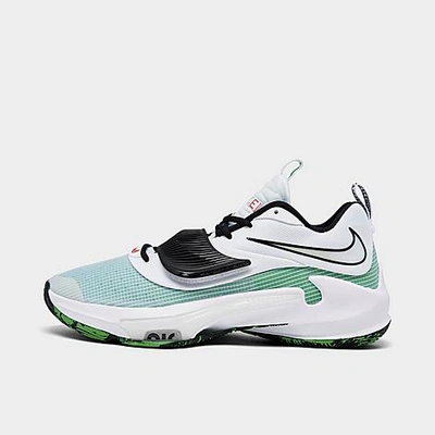 Nike Mens Giannis Antetokounmpo  Zoom Freak 3 In White/black/clear Emerald/total Orange