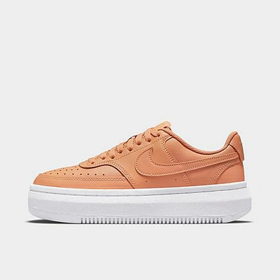 Nike Women's Court Vision Alta Leather Platform Casual Sneakers From Finish Line In Light Cognac/light Cognac/white/metallic Gold