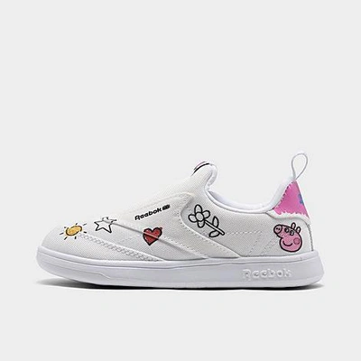 Reebok Babies'  Girls' Toddler Peppa Pig Club C Slip-on 4 Casual Shoes In Footwear White/core Black/footwear White