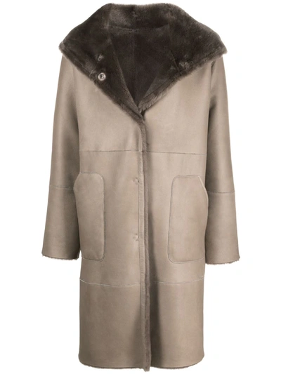 Liska Shearling-lined Coat In Neutrals