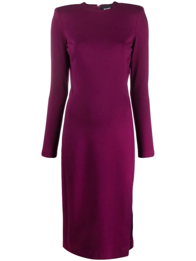 Just Cavalli Side-slit Dress In Purple