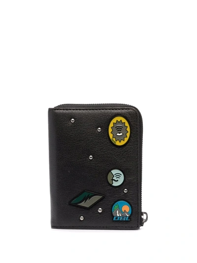 Diesel Decorative-plaque Leather Wallet In Black