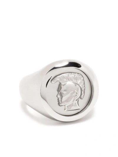 Diesel Icon Signet Ring In Silver