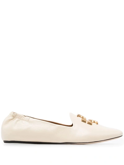 Tory Burch Logo-plaque Loafers In White