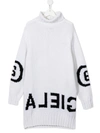 Mm6 Maison Margiela Intarsia-knit Roll-neck Jumper Dress In White