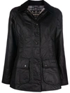 Barbour Beadnell Cotton Wax Long Sleeve Jacket In Black