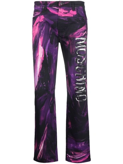 Moschino Paint-stroke Logo Trousers In Pink