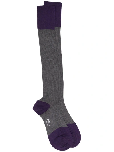 Plan C Colour-block Knee-length Socks In Grey