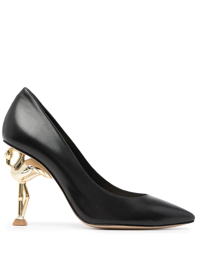 Sophia Webster Swan-heel Leather Pumps In Black