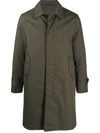 Officine Generale Collared Mid-length Coat In Green