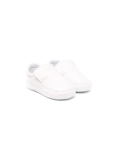Emporio Armani Babies' Logo印花套穿式板鞋 In White