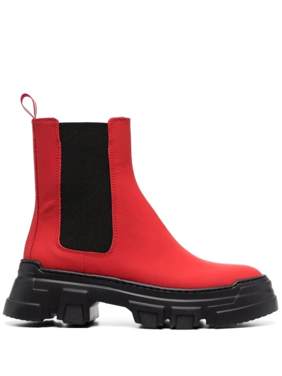 Pollini Ankle Chunky-sole Boots In Red