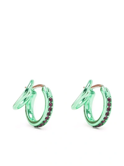 Panconesi Stellar Crystal-embellished Hoop Earrings In Green