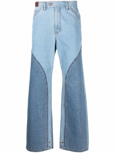 Andersson Bell Patchwork Wide Leg Jeans In Blue