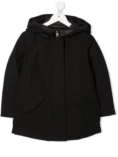 WOOLRICH HOODED FEATHER-DOWN COTTON-BLEND COAT
