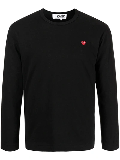 Comme Des Garçons Play Heart Logo Long Sleeves T-shirt In Black
