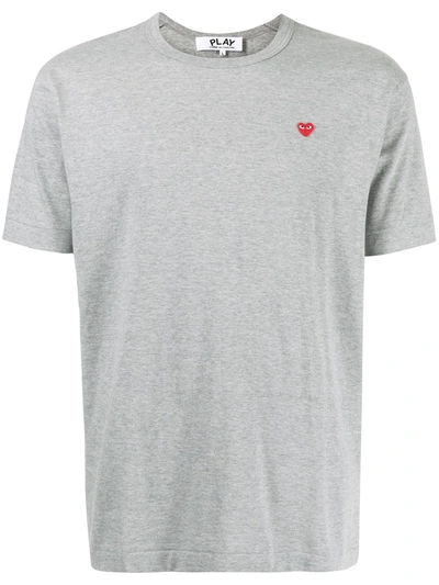 Comme Des Garçons Play Embroidered Heart T-shirt In Grey