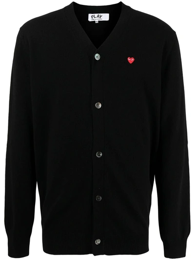 Comme Des Garçons Play Men Red Heart Cardigan In Black