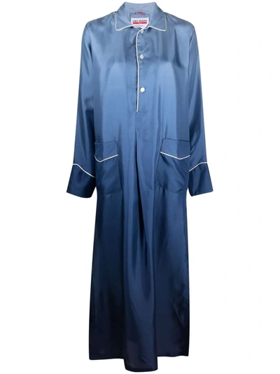 F.r.s For Restless Sleepers Pipe-trim Shirt Dress In Blue
