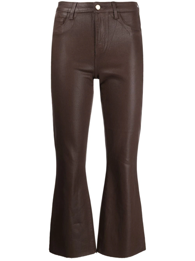 L Agence Kendra Coated Cropped Jeans In Brown