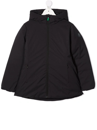 Save The Duck Kids' Logo-patch Zip-up Jacket In Black