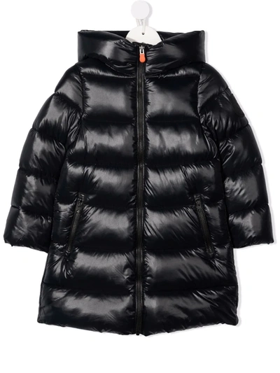 Save The Duck Kids' Zipped Parka Coat In Black