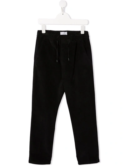 Paolo Pecora Kids' Drawstring Straight-leg Trousers In Black