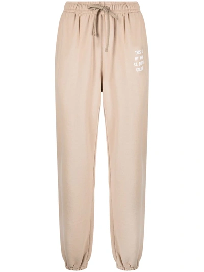 Mc2 Saint Barth Slogan-print Track Pants In Cream