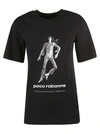 Rabanne Cotton Tshirt With Print In Black