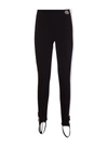 Moncler Black Stretch Fabric Leggings With Logo Patch In Nero