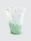 Vietri Onda Glass Medium Vase In Green And White
