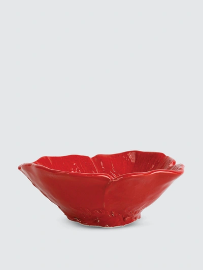 Vietri Lastra Poppy Small Figural Stoneware Bowl In Poppy Red