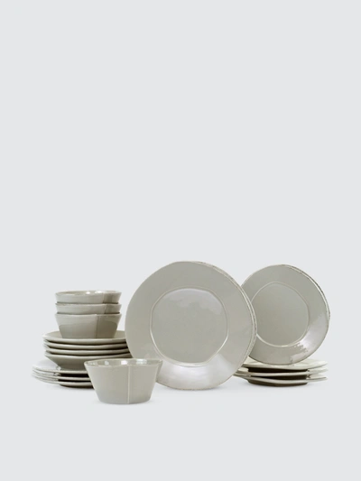 Vietri Lastra Sixteen-piece Place Setting In Gray