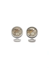 Tateossian Round Vintage Skeleton Rhodium Plated Metal Cut Out Mechanical Cufflinks In Metallic