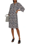 MIKAEL AGHAL SHIRRED PRINTED CREPE DE CHINE DRESS,3074457345627493149