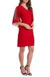 Chaus Bead Sleeve Sheath Dress In Red