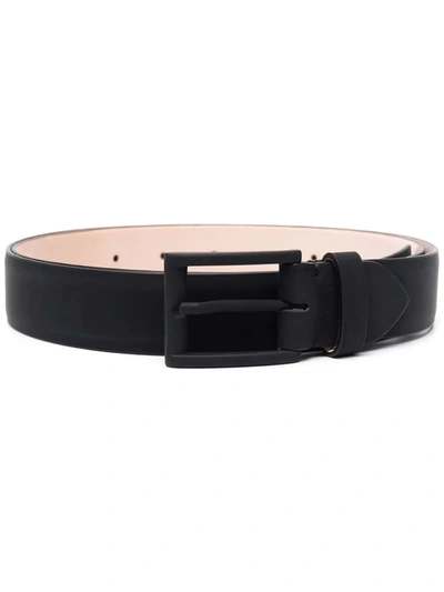 Maison Margiela Tonal-buckle Leather Belt In Black