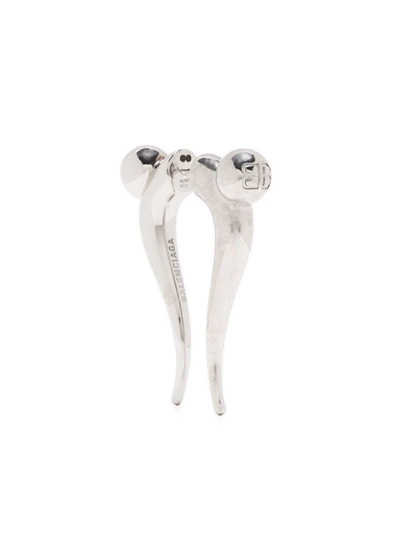 Balenciaga Force Double Horn Earrings In Silber
