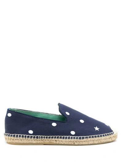 Blue Bird Shoes Polka Dot-embroidered Espadrilles In Blue