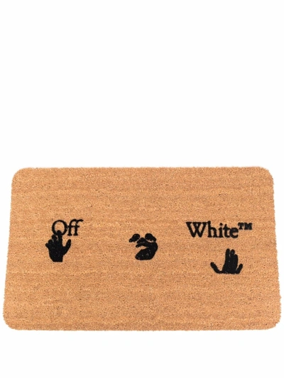 Off-white Logo-print Doormat In Brown