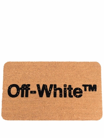 Off-white Logo-print Doormat In Braun