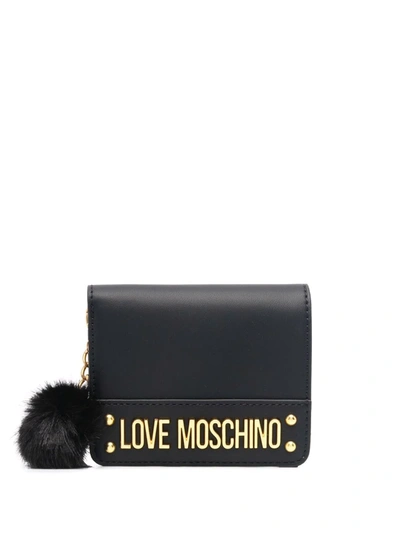Love Moschino 绒球logo钱包 In Schwarz