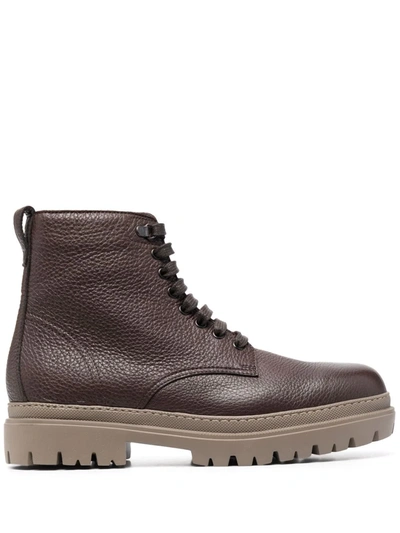 Henderson Baracco Leather Ankle Boots In Braun