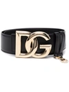 Dolce & Gabbana Black Belt With Logo Buckle In Schwarz