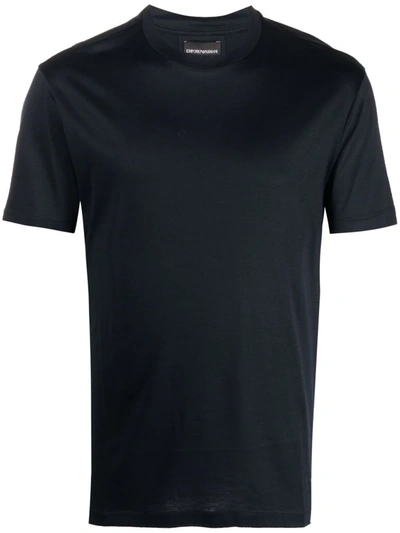 Emporio Armani Logo-patch Short-sleeve T-shirt In Blau